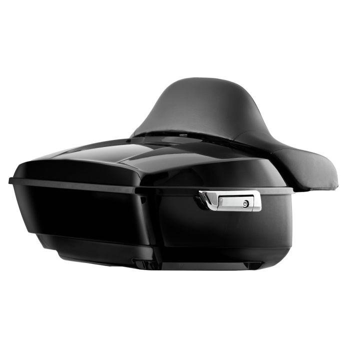 Hogworkz Vivid Black King Tour Pack w/ Full Backrest & Chrome Hardware for Harley® Touring '97-'22
