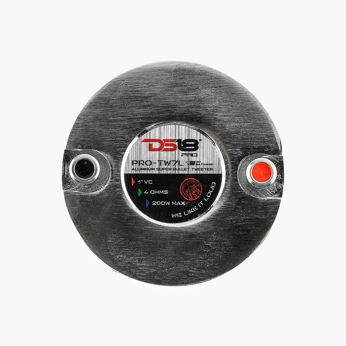DS18 2.3" High Compression Neodymium Super Bullet Tweeter 100 Watts 1" Titanium 4-Ohm Vc with RGB LED Lights (Single Unit)