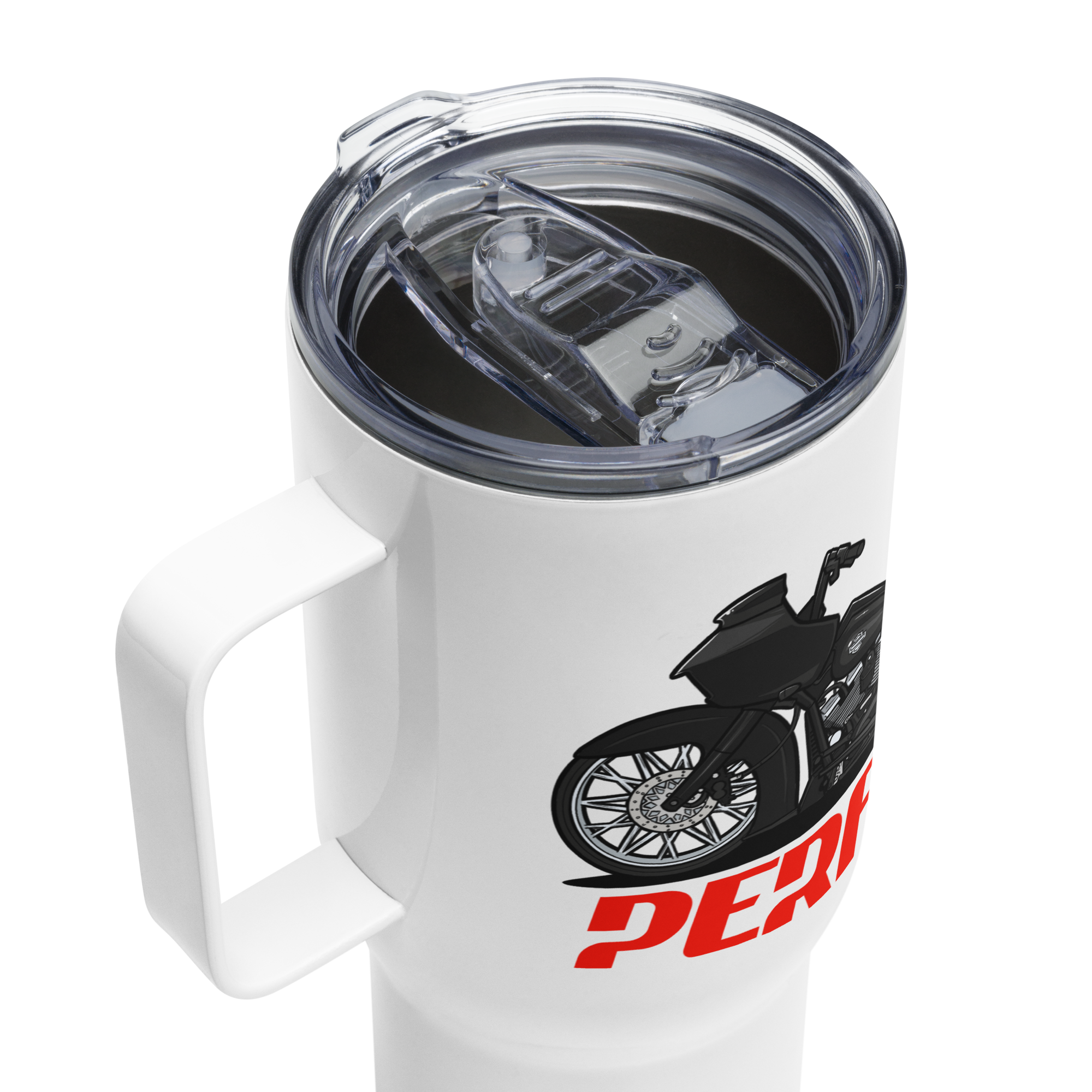 Ratchet Baggers Performance Travel mug with a handle