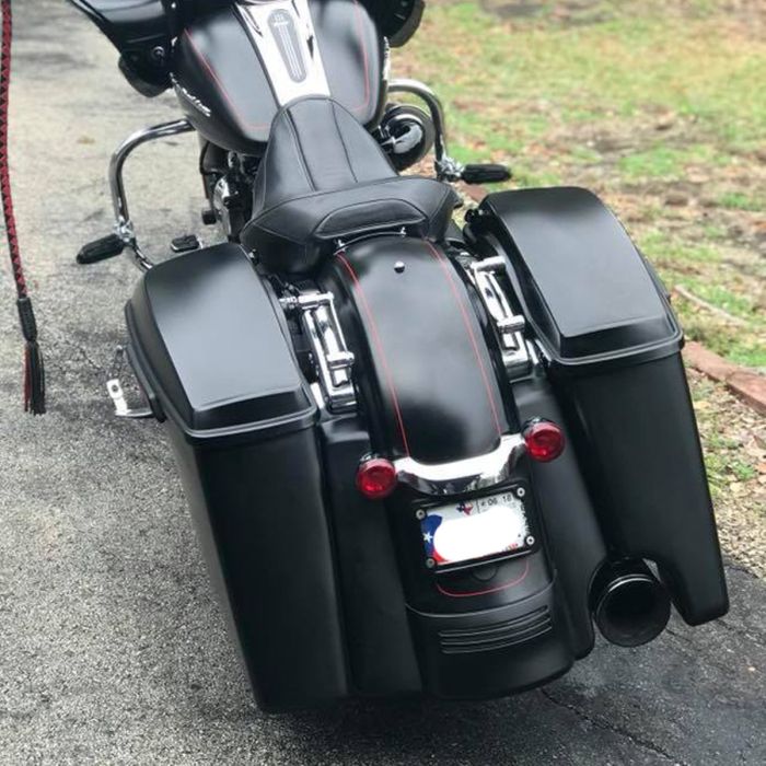 Hogworkz Unpainted 2-Into-1 Extended 4" Stretched Saddlebags for Harley® Touring '14-'22