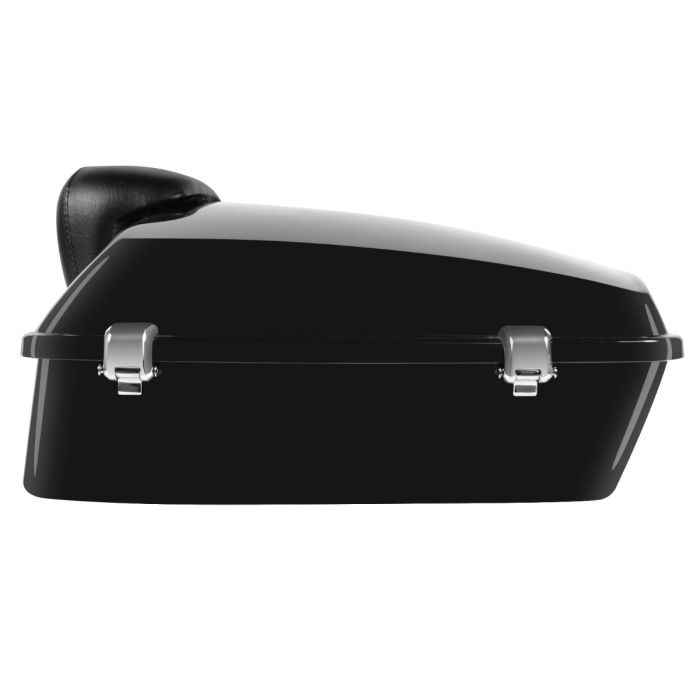 Hogworkz Vivid Black Chopped Tour Pack w/ Slim Backrest & Chrome Hardware for Harley® Touring '97-'22