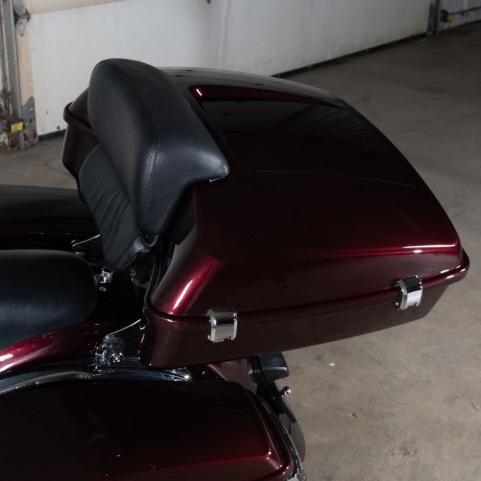 Hogworkz Vivid Black Chopped Tour Pack w/ Slim Backrest & Chrome Hardware for Harley® Touring '97-'22