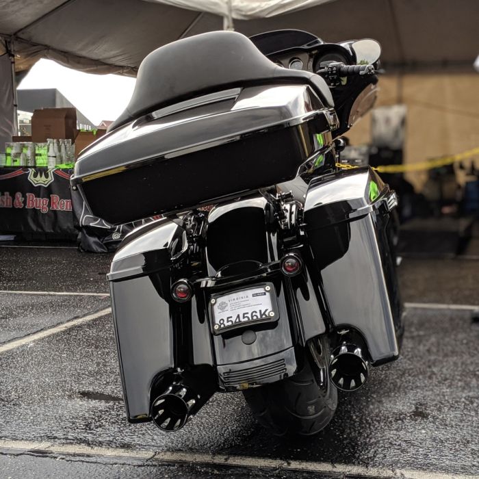 Hogworkz Vivid Black Chopped Tour Pack w/ Full Backrest & Black Hardware for Harley® Touring '97-'22
