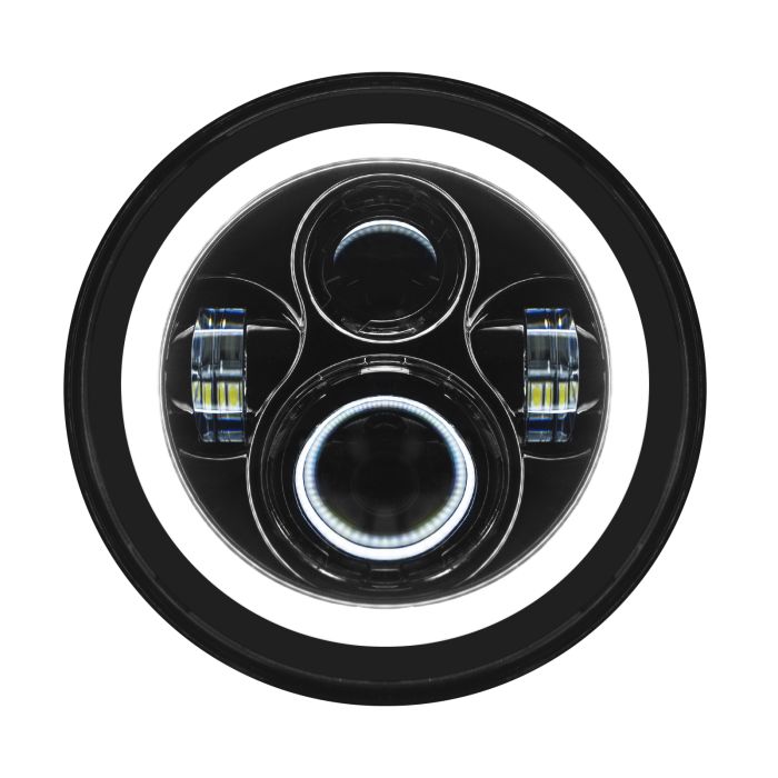 Hogworkz 7" LED Black HALOMAKER® Headlight with Auxiliary Passing Lamps