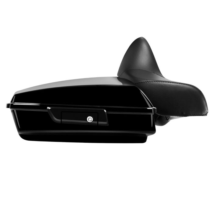 Hogworkz Vivid Black Chopped Tour Pack w/ Full Backrest & Black Hardware for Harley® Touring '97-'22