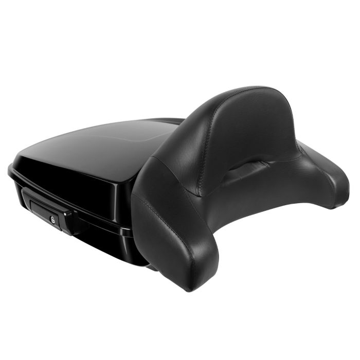 Hogworkz Vivid Black Chopped Tour Pack w/ Full Backrest & Black Hardware for Harley® Touring '97-'22