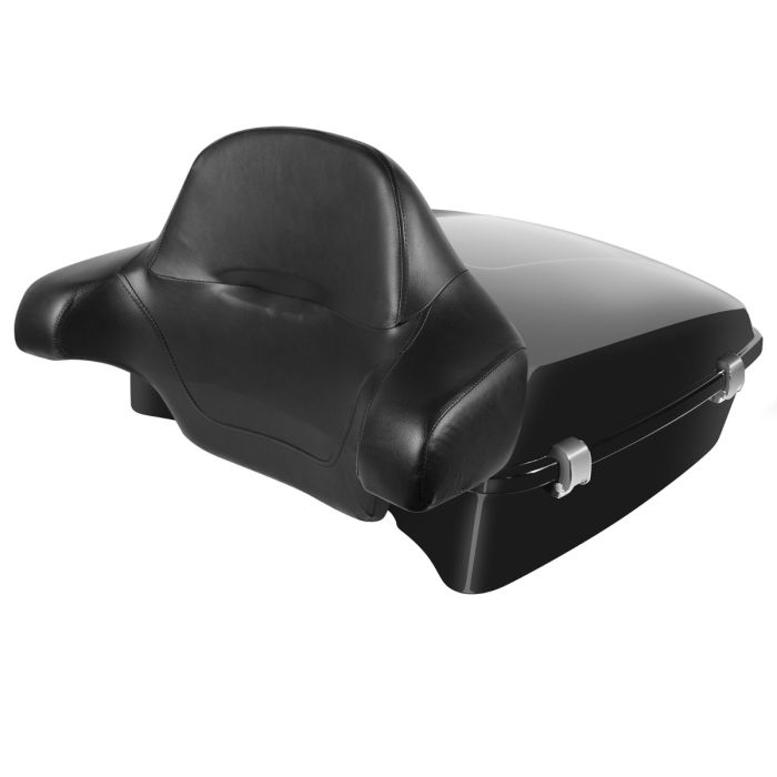 Hogworkz Vivid Black Chopped Tour Pack w/ Full Backrest & Chrome Hardware for Harley® Touring '97-'22