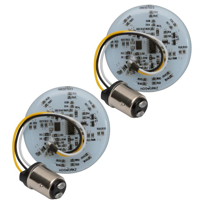 HOGWORKZ® Sequentialz™ LED Front Turn Signals for Harley-Davidson® | 1157 Base, Bullet Lens