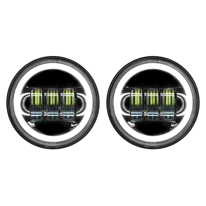 Hogworkz 7" LED Black HALOMAKER® Headlight with Halo Auxiliary Passing Lamps