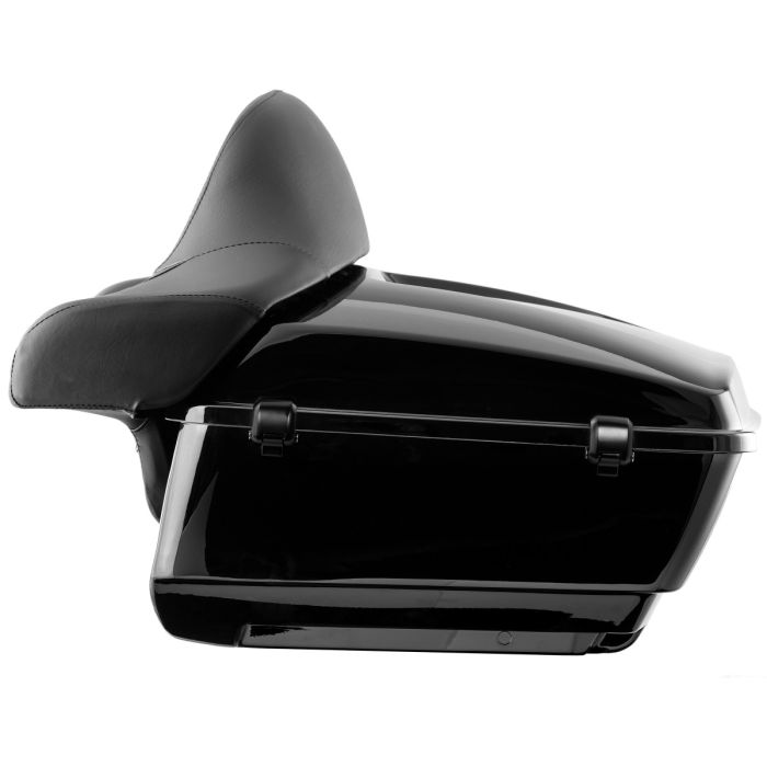 Hogworkz Vivid Black King Tour Pack w/ Full Backrest & Black Hardware for Harley® Touring '97-'22