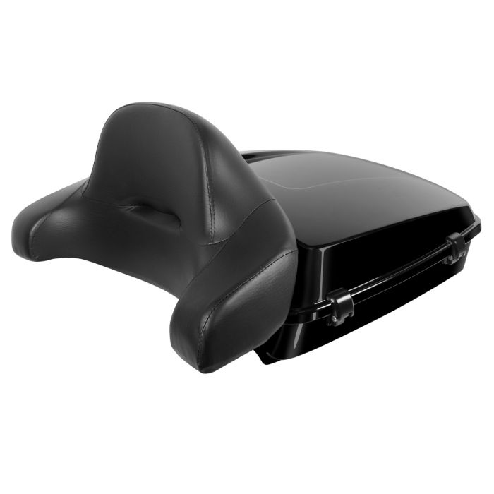 Hogworkz Vivid Black Chopped Tour Pack w/ Full Backrest & Black Hardware for Harley® Touring '97-'22