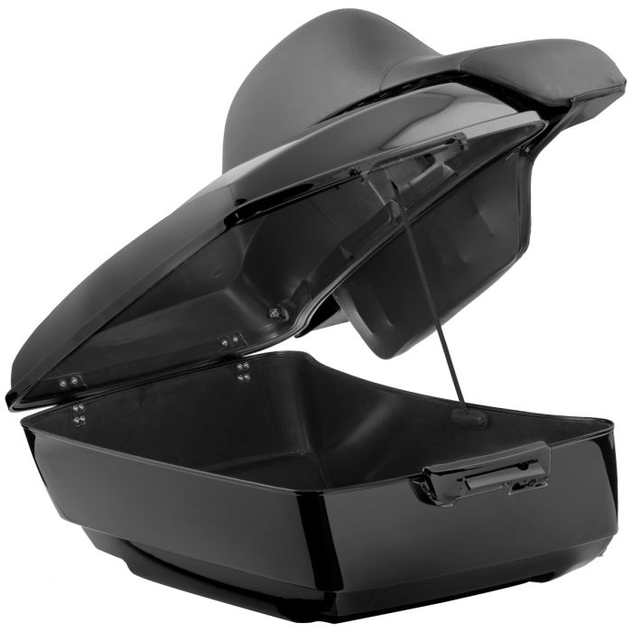 Hogworkz Vivid Black King Tour Pack w/ Full Backrest & Black Hardware for Harley® Touring '97-'22